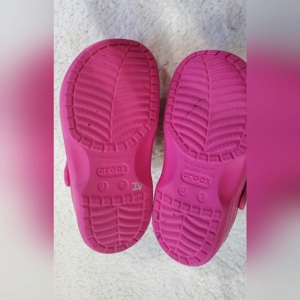 Crocs Classic Lined‎ Hot pink Girls Clogs Size 1
